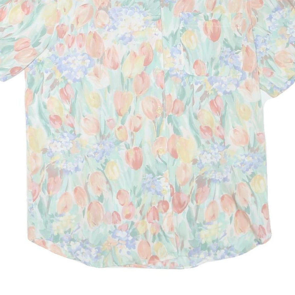 ALFRED DUNNER Womens Pastel Floral Print Shirt Short Sleeve Collared M