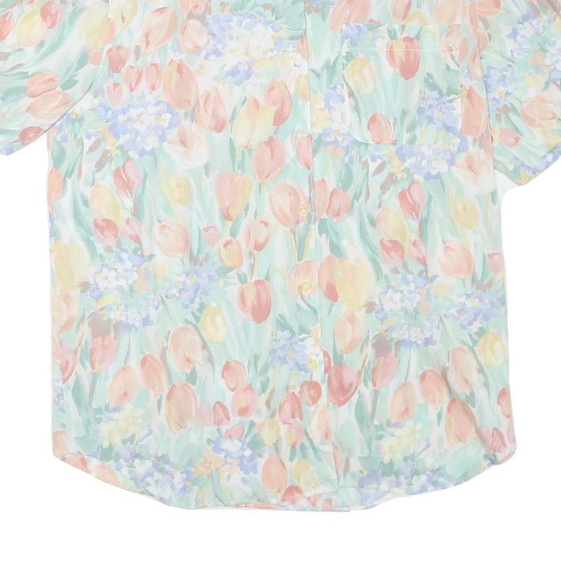 ALFRED DUNNER Womens Pastel Floral Print Shirt Short Sleeve Collared M