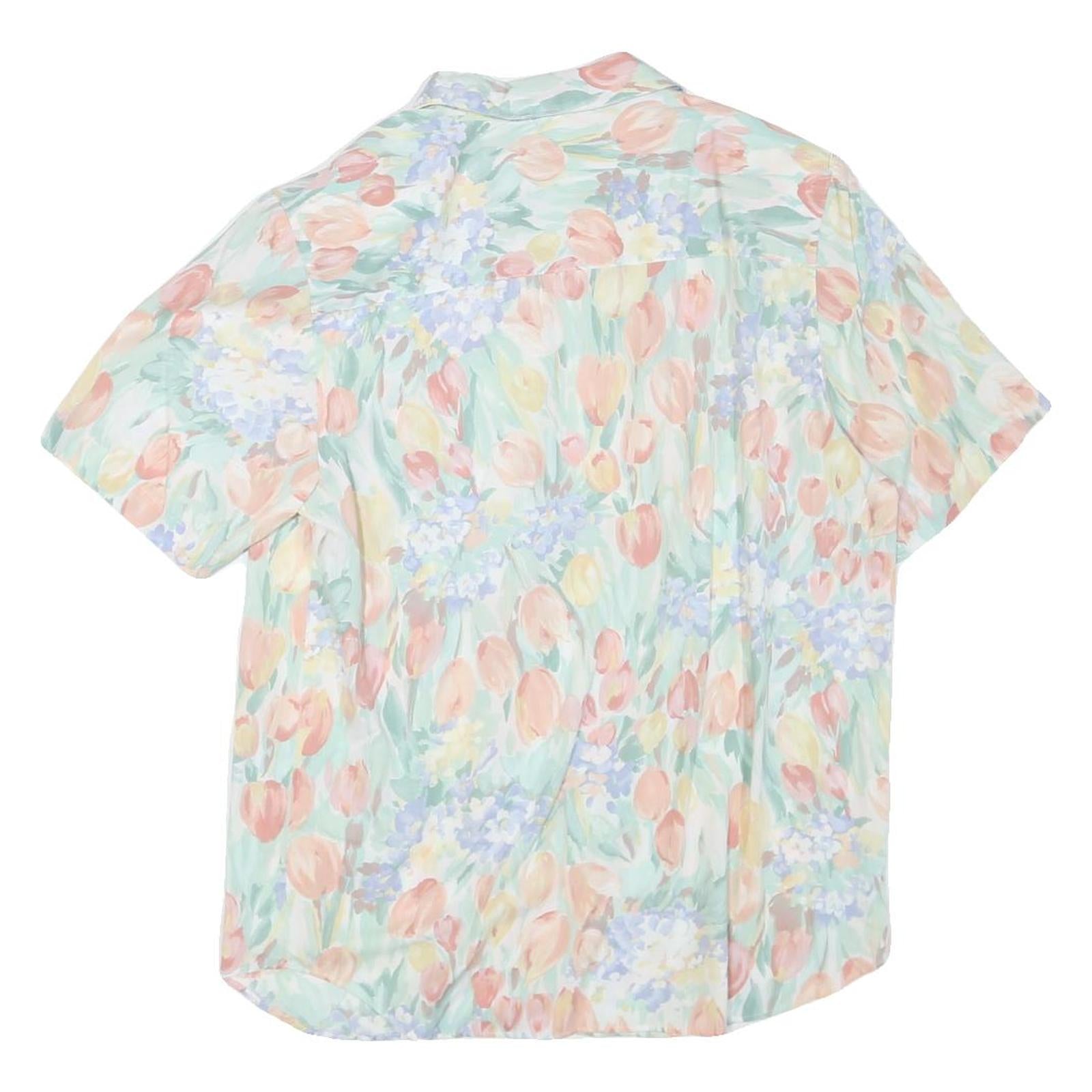 ALFRED DUNNER Womens Pastel Floral Print Shirt Short Sleeve Collared M