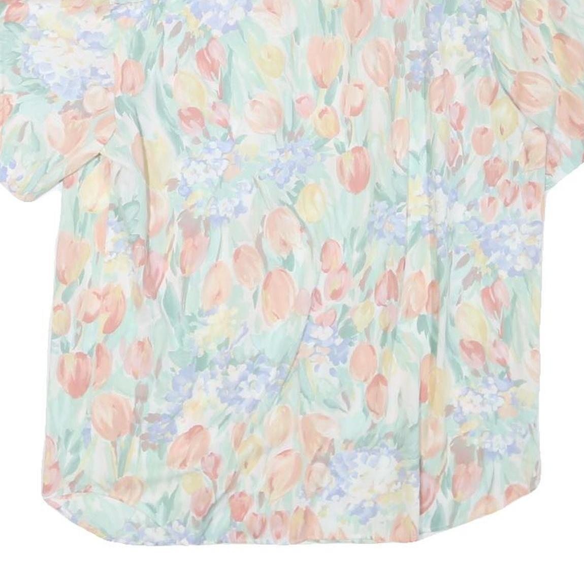 ALFRED DUNNER Womens Pastel Floral Print Shirt Short Sleeve Collared M