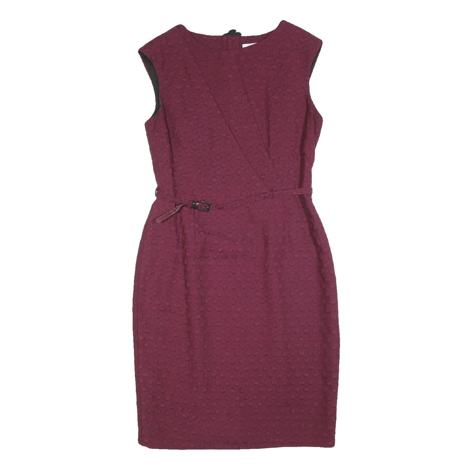 ROKSANDA ILINCIC Womens Maroon Fit & Flare Polyester Blend Textured Sleeveless