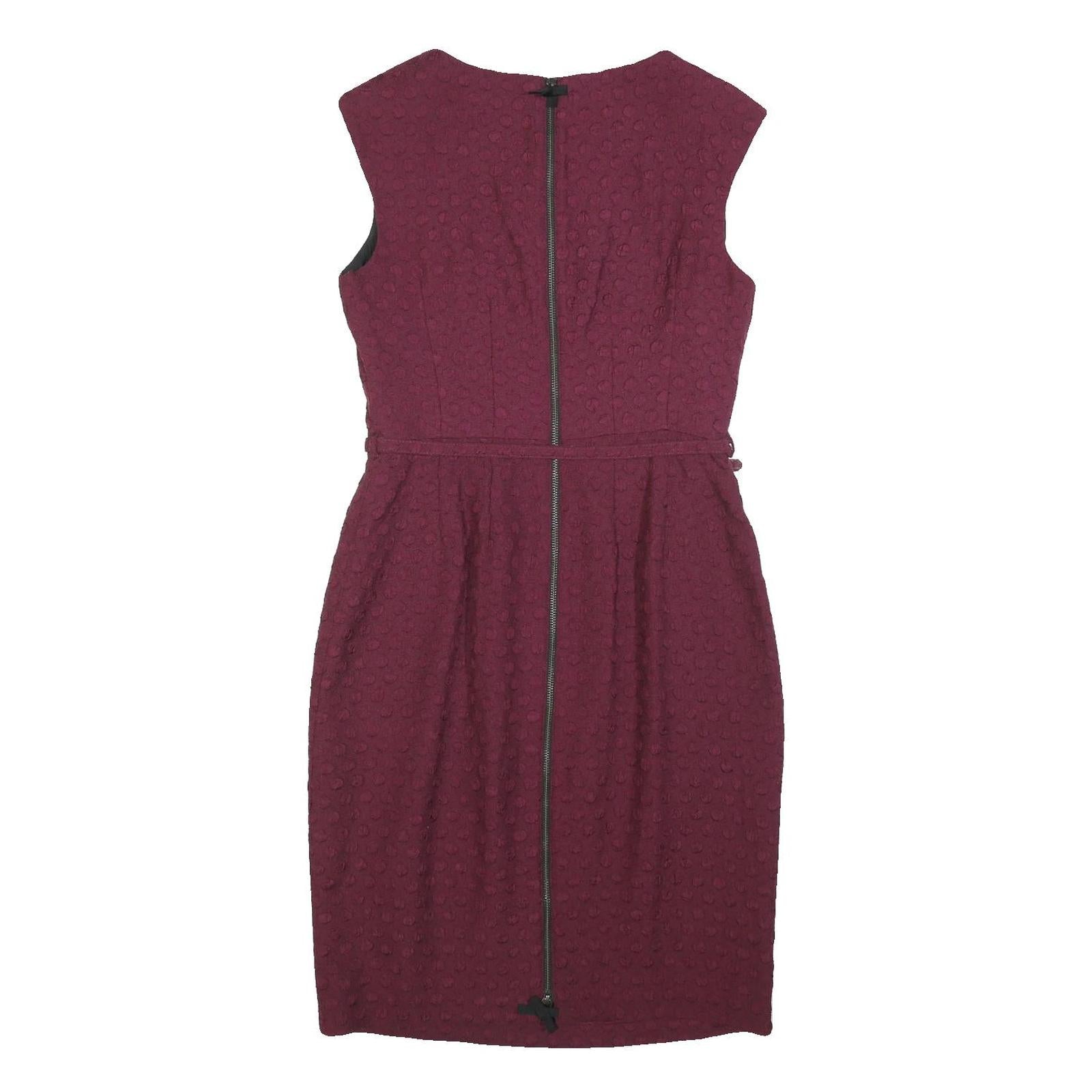 ROKSANDA ILINCIC Womens Maroon Fit & Flare Polyester Blend Textured Sleeveless