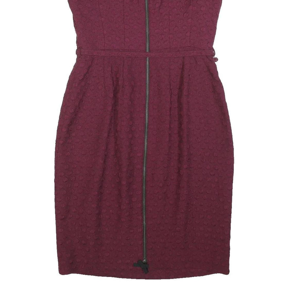 ROKSANDA ILINCIC Womens Maroon Fit & Flare Polyester Blend Textured Sleeveless