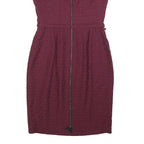 ROKSANDA ILINCIC Womens Maroon Fit & Flare Polyester Blend Textured Sleeveless