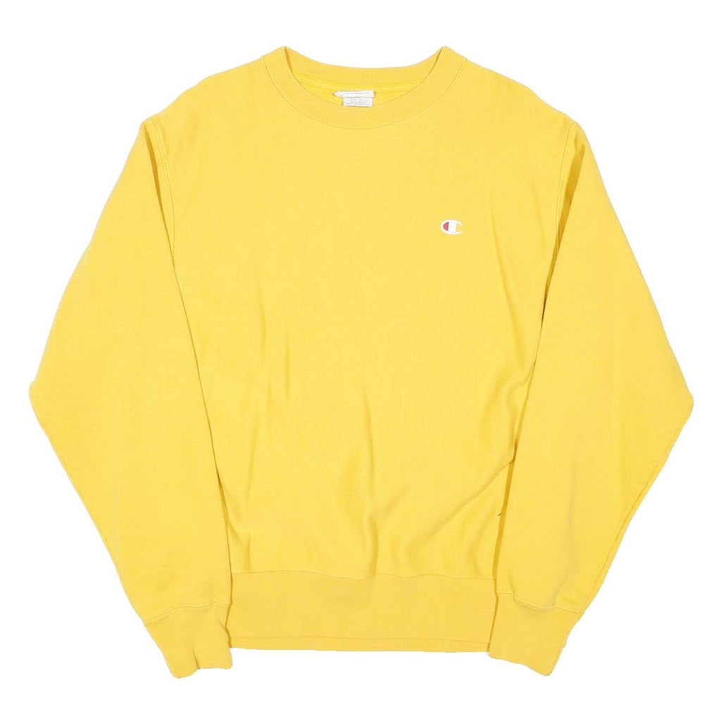 CHAMPION REVERSE WEAVE Mens Yellow Crew Neck M Cotton Blend Sweatshirt