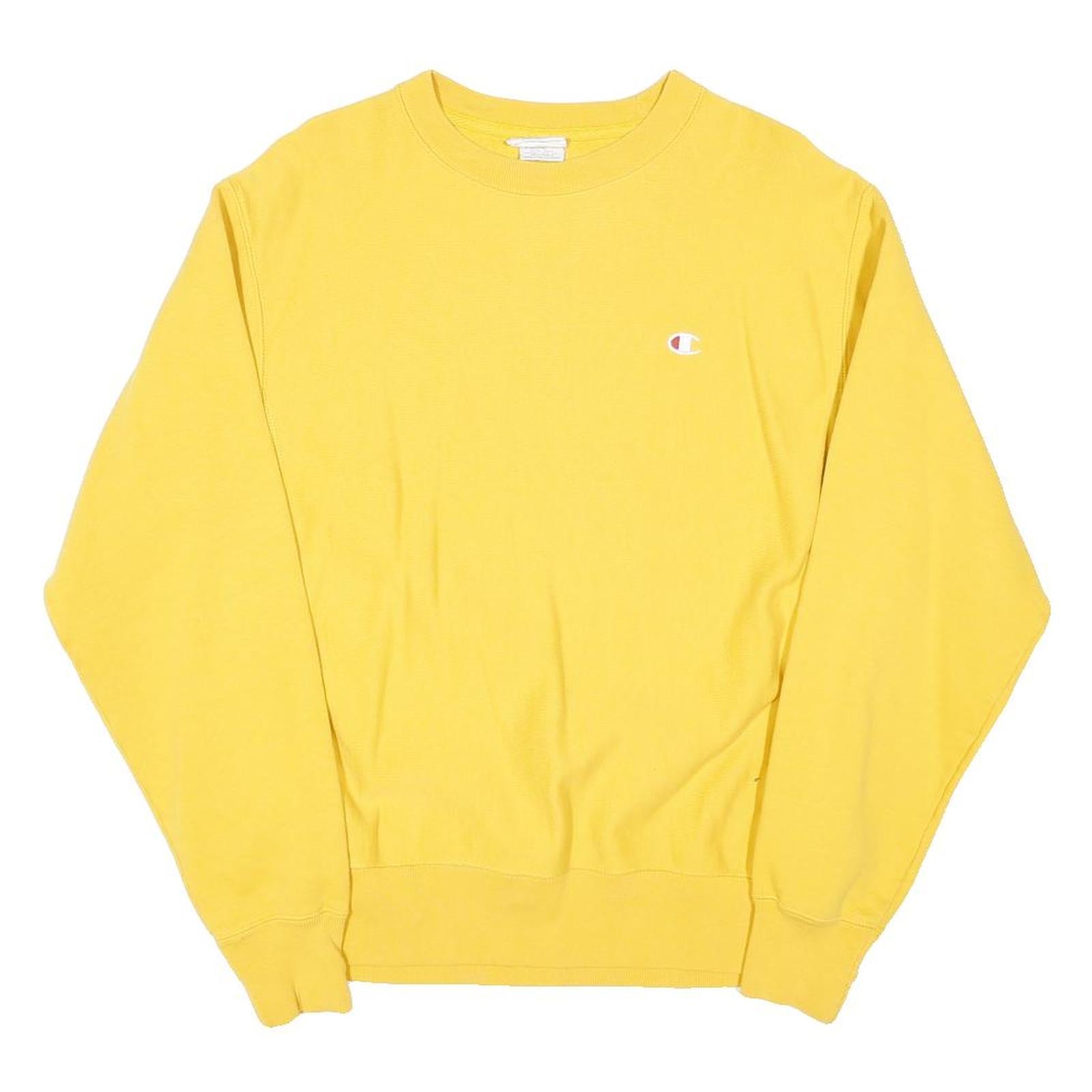 CHAMPION REVERSE WEAVE Mens Yellow Crew Neck M Cotton Blend Sweatshirt