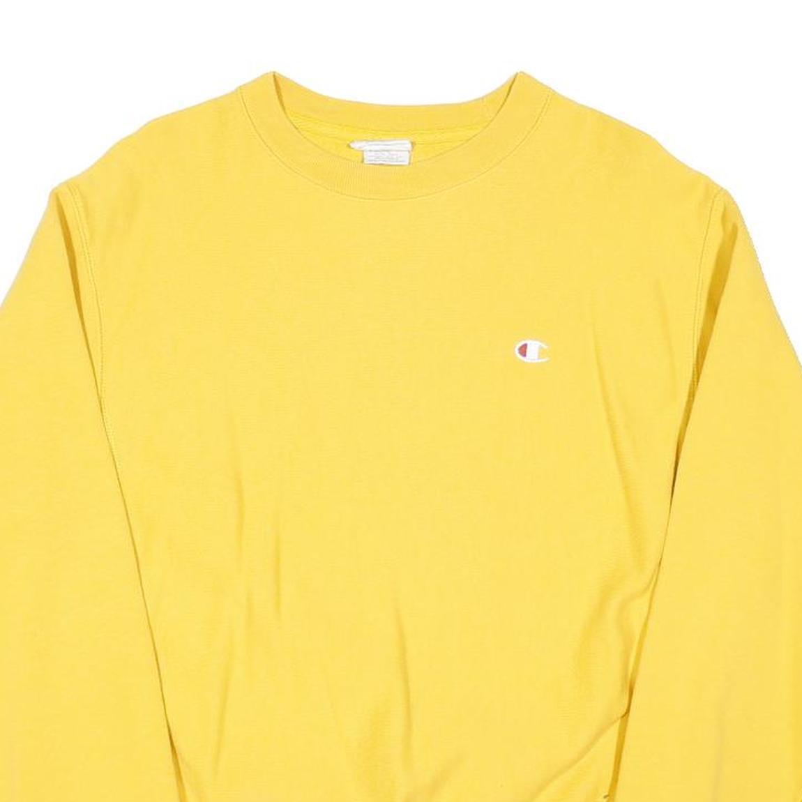 CHAMPION REVERSE WEAVE Mens Yellow Crew Neck M Cotton Blend Sweatshirt