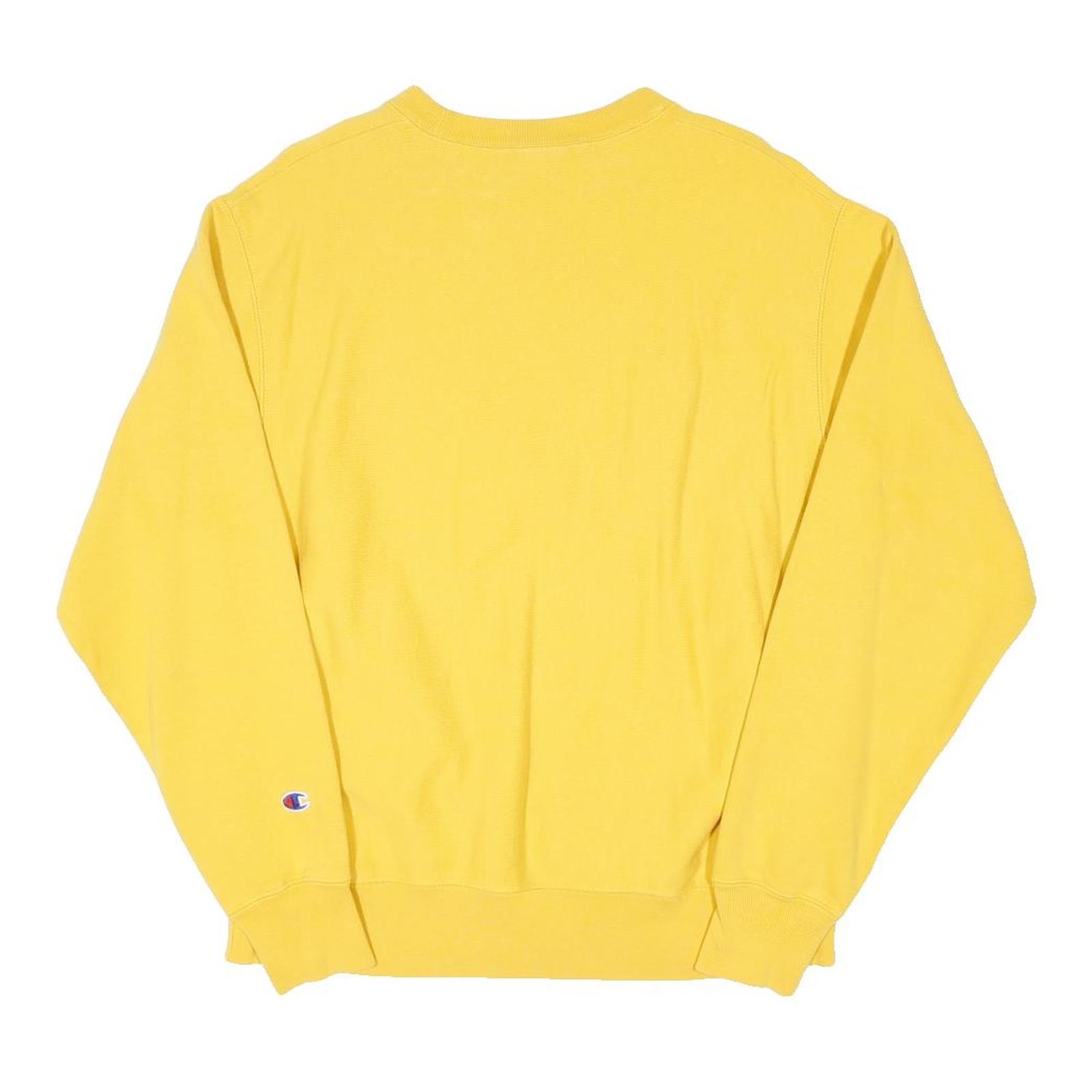 CHAMPION REVERSE WEAVE Mens Yellow Crew Neck M Cotton Blend Sweatshirt
