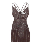 ASOS Womens Brown Beaded Bodycon Polyester Blend Midi Dress UK 8 Evening Party