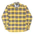 TOMMY HILFIGER Mens Yellow Navy Check Shirt M Cotton Classic Casual Long Sleeve