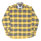 TOMMY HILFIGER Mens Yellow Navy Check Shirt M Cotton Classic Casual Long Sleeve