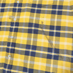 TOMMY HILFIGER Mens Yellow Navy Check Shirt M Cotton Classic Casual Long Sleeve