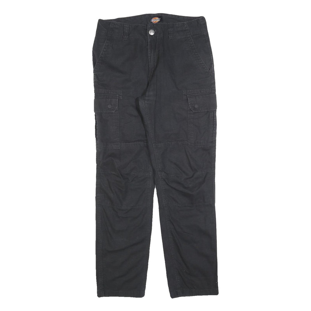 DICKIES Mens Black Relaxed Cargo Trousers W31 L31 Cotton Blend Zip Utility