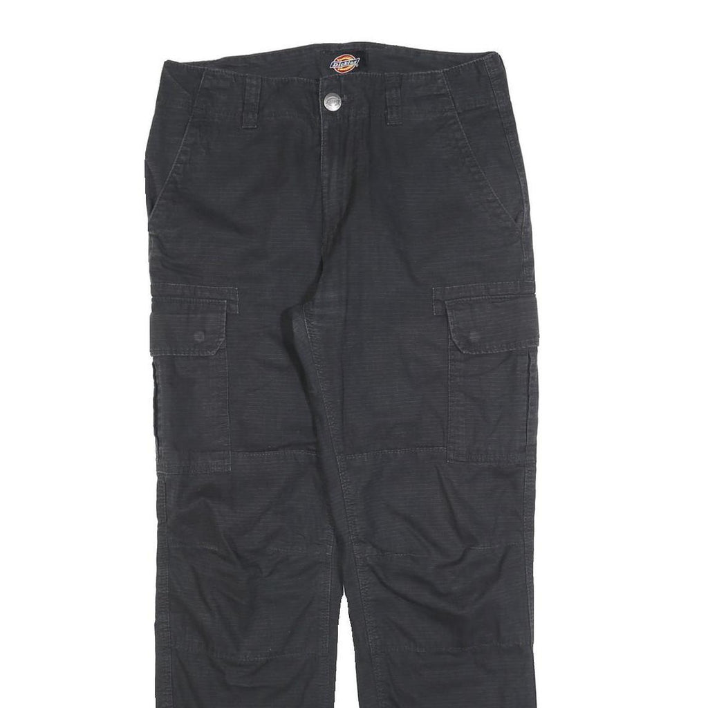 DICKIES Mens Black Relaxed Cargo Trousers W31 L31 Cotton Blend Zip Utility
