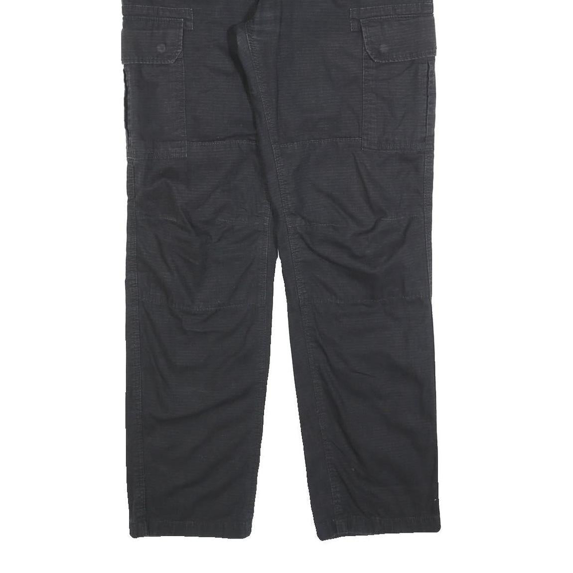 DICKIES Mens Black Relaxed Cargo Trousers W31 L31 Cotton Blend Zip Utility