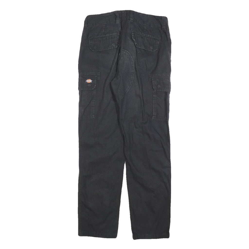 DICKIES Mens Black Relaxed Cargo Trousers W31 L31 Cotton Blend Zip Utility
