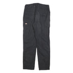 DICKIES Mens Black Relaxed Cargo Trousers W31 L31 Cotton Blend Zip Utility