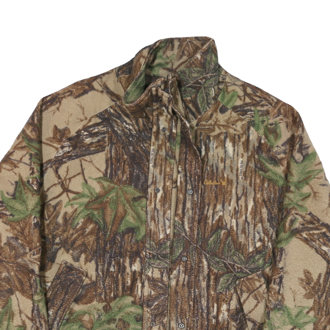 CABELAS Mens Brown Green Camouflage Polyester Blend Jacket XL Fleece Zip Outdoor