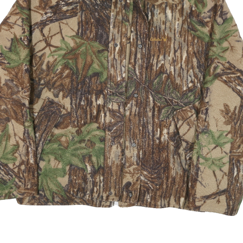 CABELAS Mens Brown Green Camouflage Polyester Blend Jacket XL Fleece Zip Outdoor