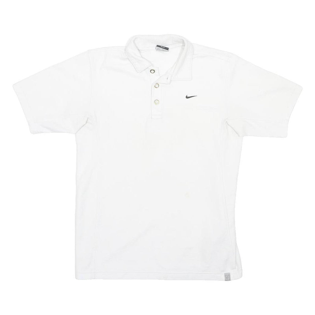 NIKE Mens White Short Sleeve Plain S Polo Shirt Polyester Blend Casual Sports