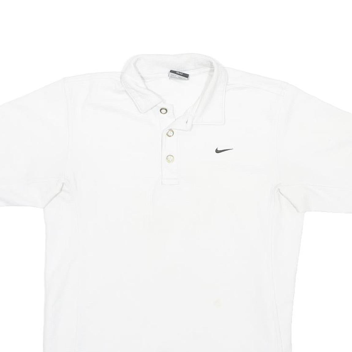 NIKE Mens White Short Sleeve Plain S Polo Shirt Polyester Blend Casual Sports