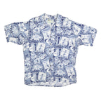 HANA BAY Mens Blue Hawaiian Shirt XL Cotton Blend Tropical Print Relaxed Fit