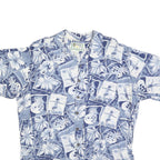 HANA BAY Mens Blue Hawaiian Shirt XL Cotton Blend Tropical Print Relaxed Fit