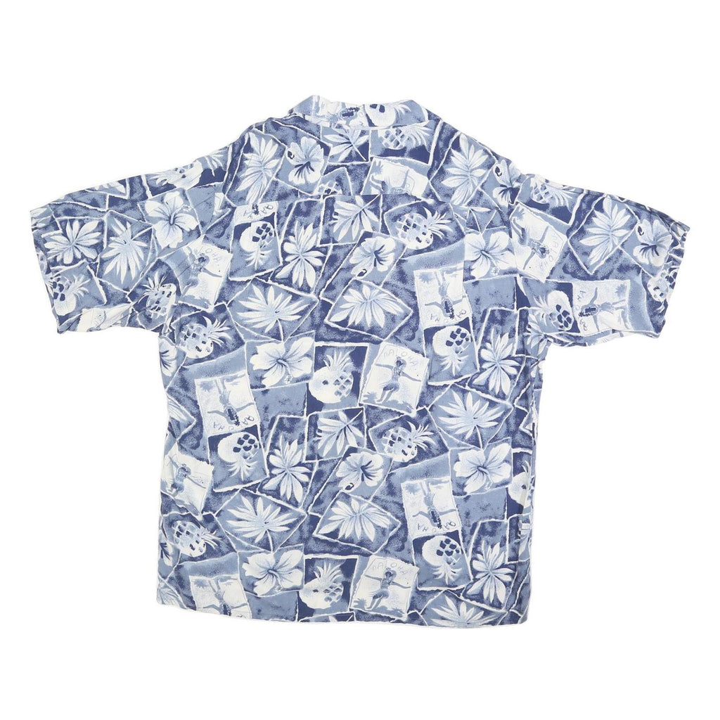 HANA BAY Mens Blue Hawaiian Shirt XL Cotton Blend Tropical Print Relaxed Fit