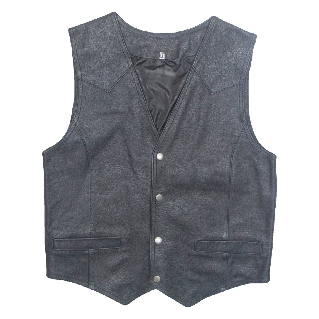 Mens Waistcoat Black Faux Leather S
