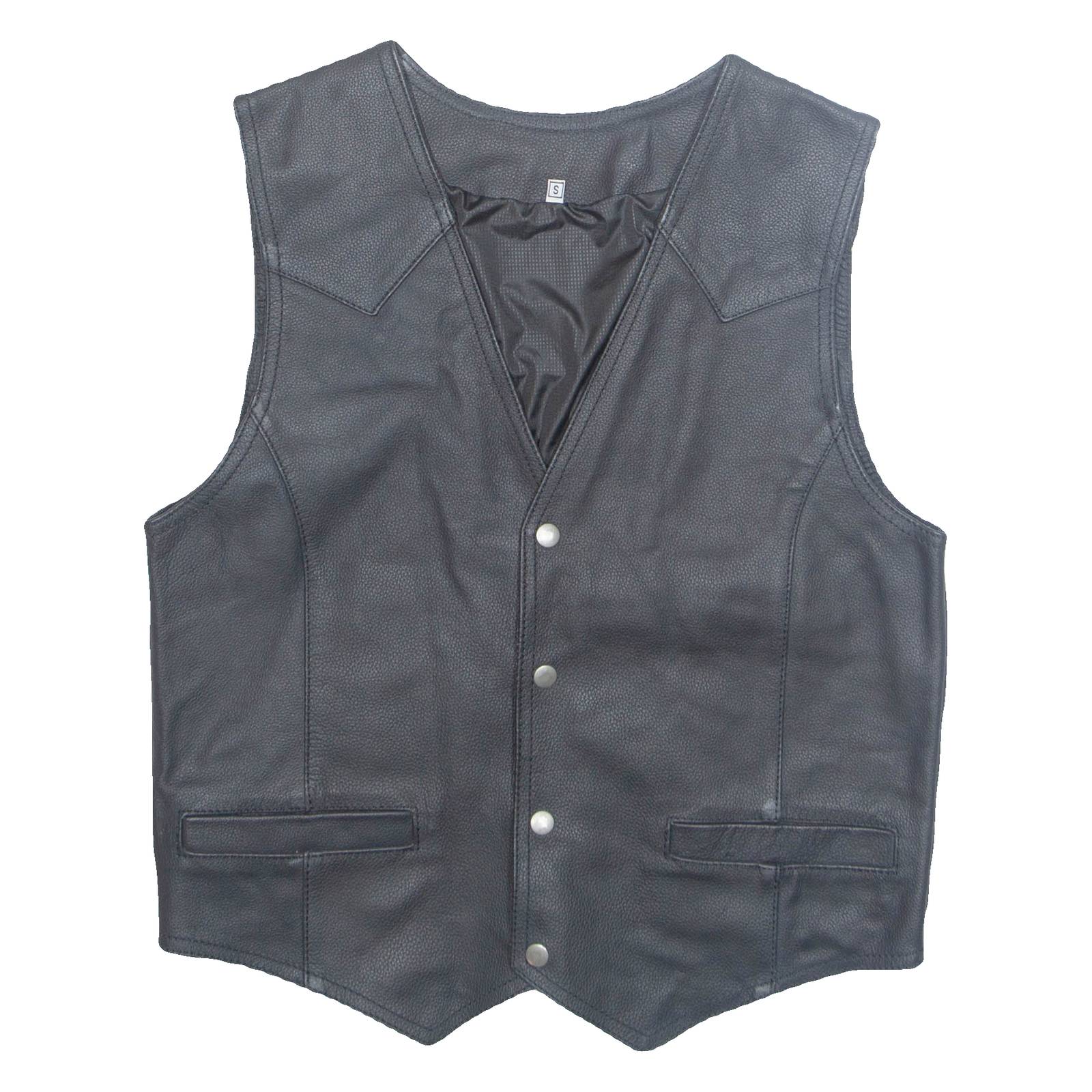 Mens Waistcoat Black Faux Leather S