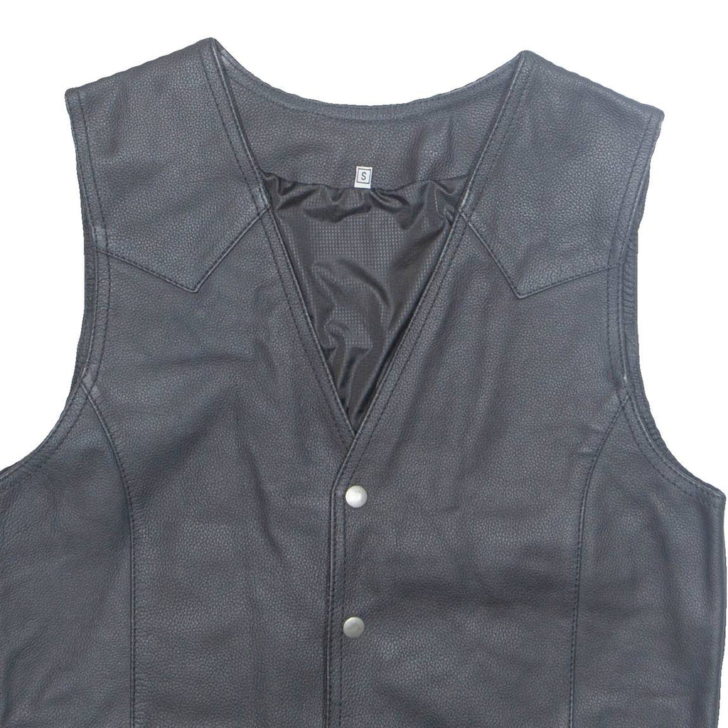 Mens Waistcoat Black Faux Leather S