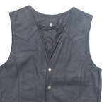 Mens Waistcoat Black Faux Leather S