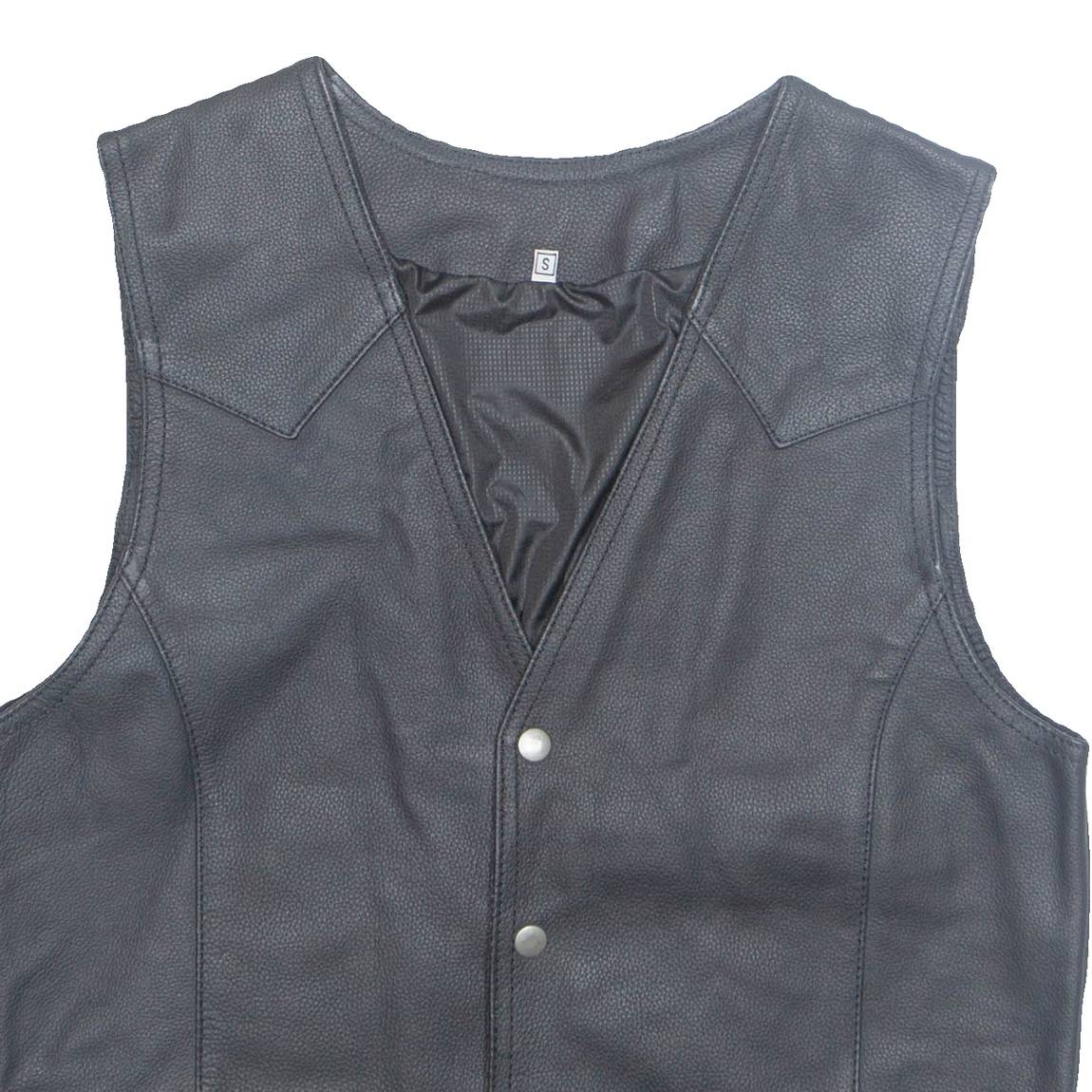 Mens Waistcoat Black Faux Leather S