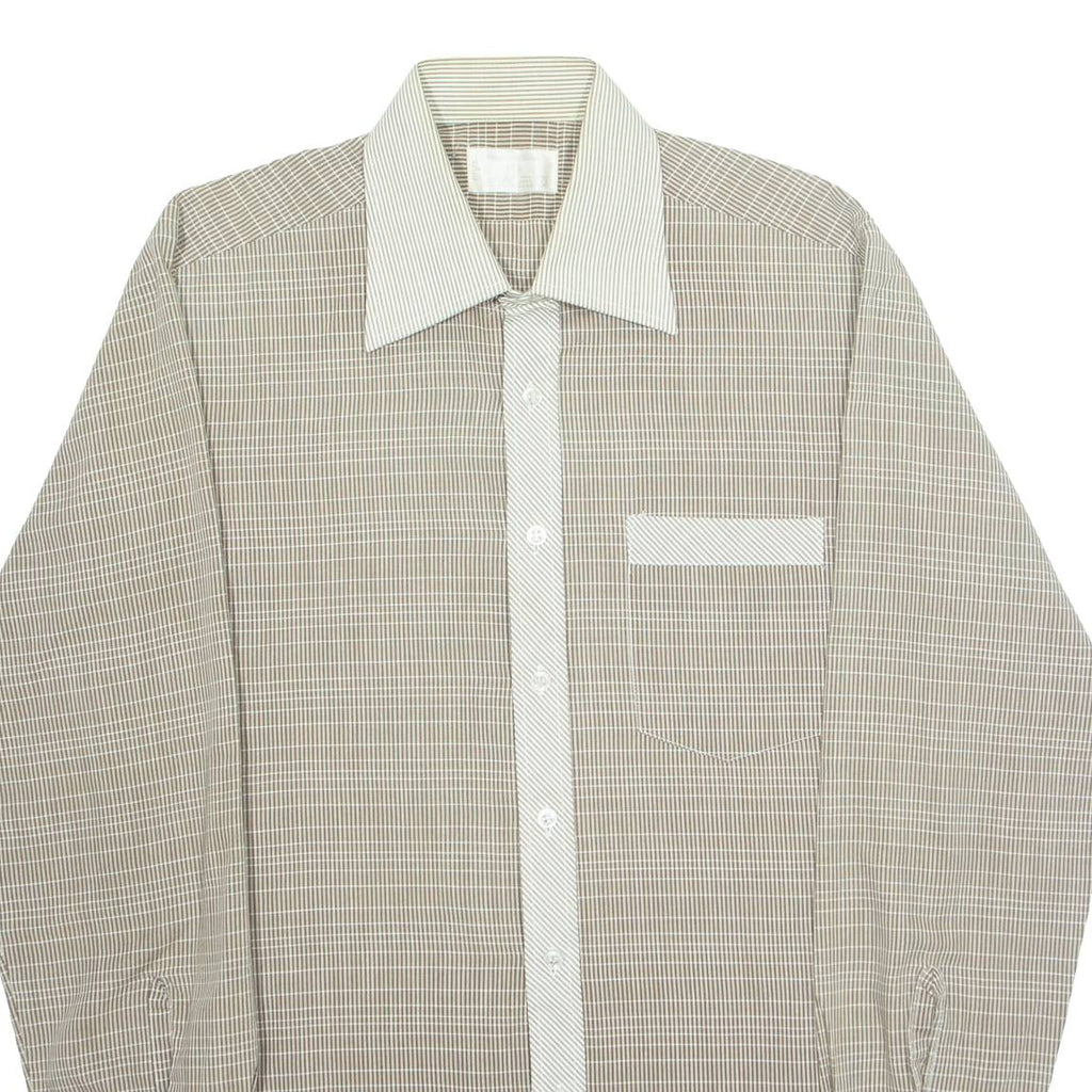 Mens Shirt Brown Check Long Sleeve L