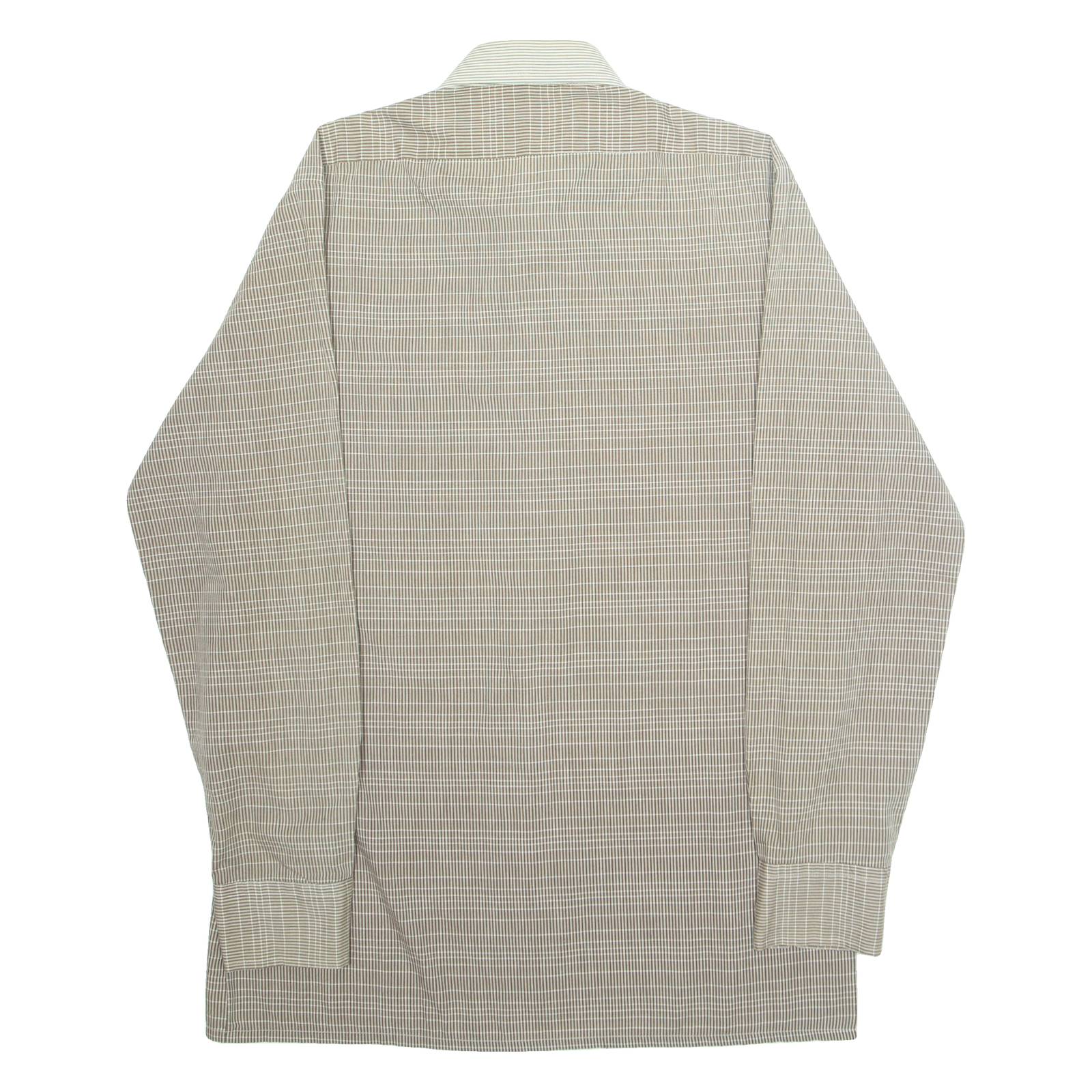 Mens Shirt Brown Check Long Sleeve L