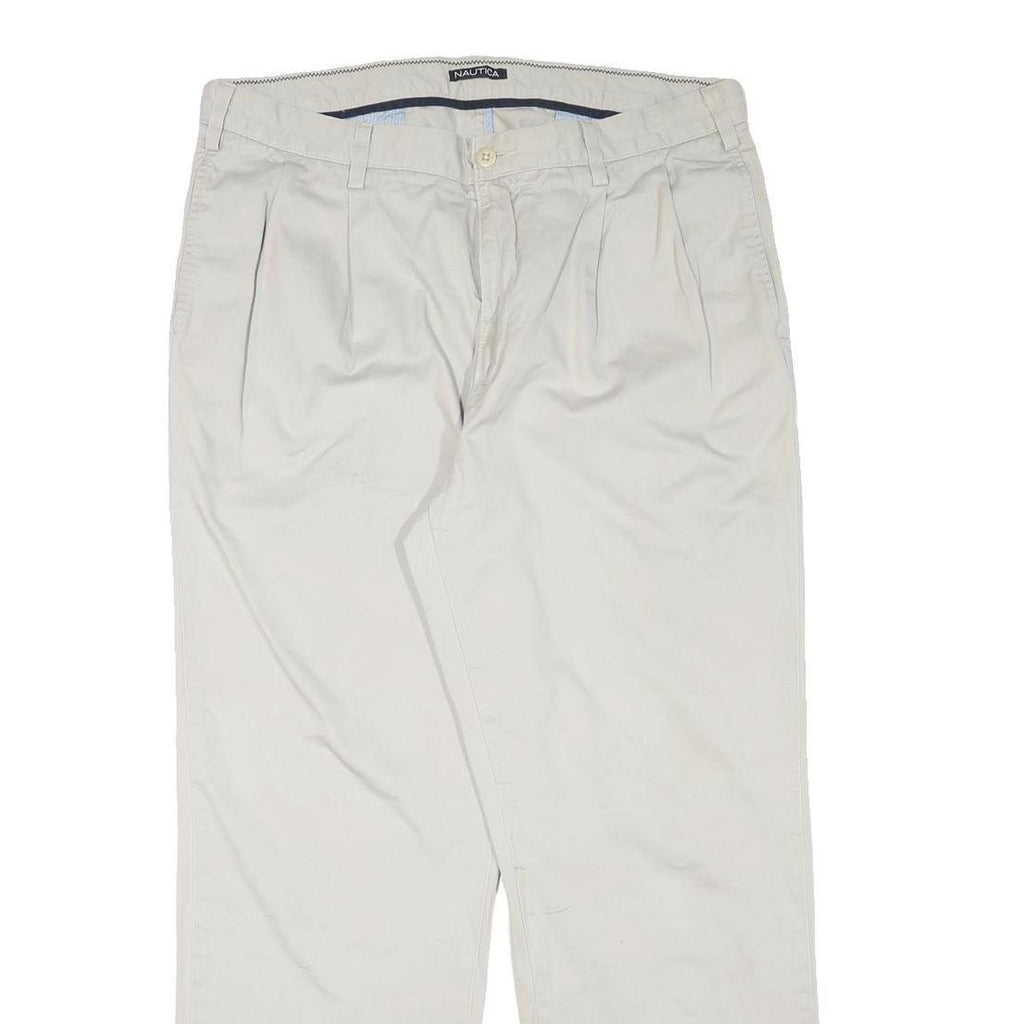 NAUTICA Mens Cotton Blend Beige Relaxed Straight Trousers W36 L30 Casual
