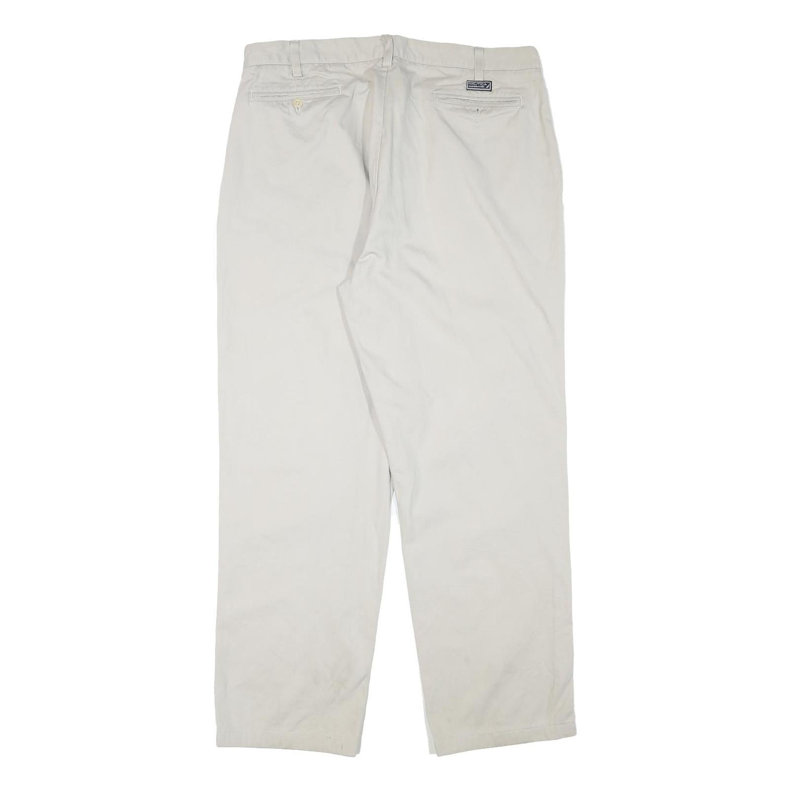 NAUTICA Mens Cotton Blend Beige Relaxed Straight Trousers W36 L30 Casual