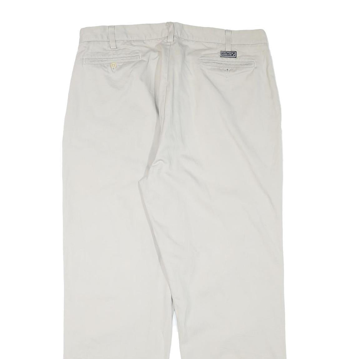 NAUTICA Mens Cotton Blend Beige Relaxed Straight Trousers W36 L30 Casual