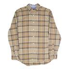 TOMMY HILFIGER Mens Beige & Brown Checked Shirt M Long Sleeve Cotton Blend