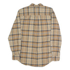 TOMMY HILFIGER Mens Beige & Brown Checked Shirt M Long Sleeve Cotton Blend