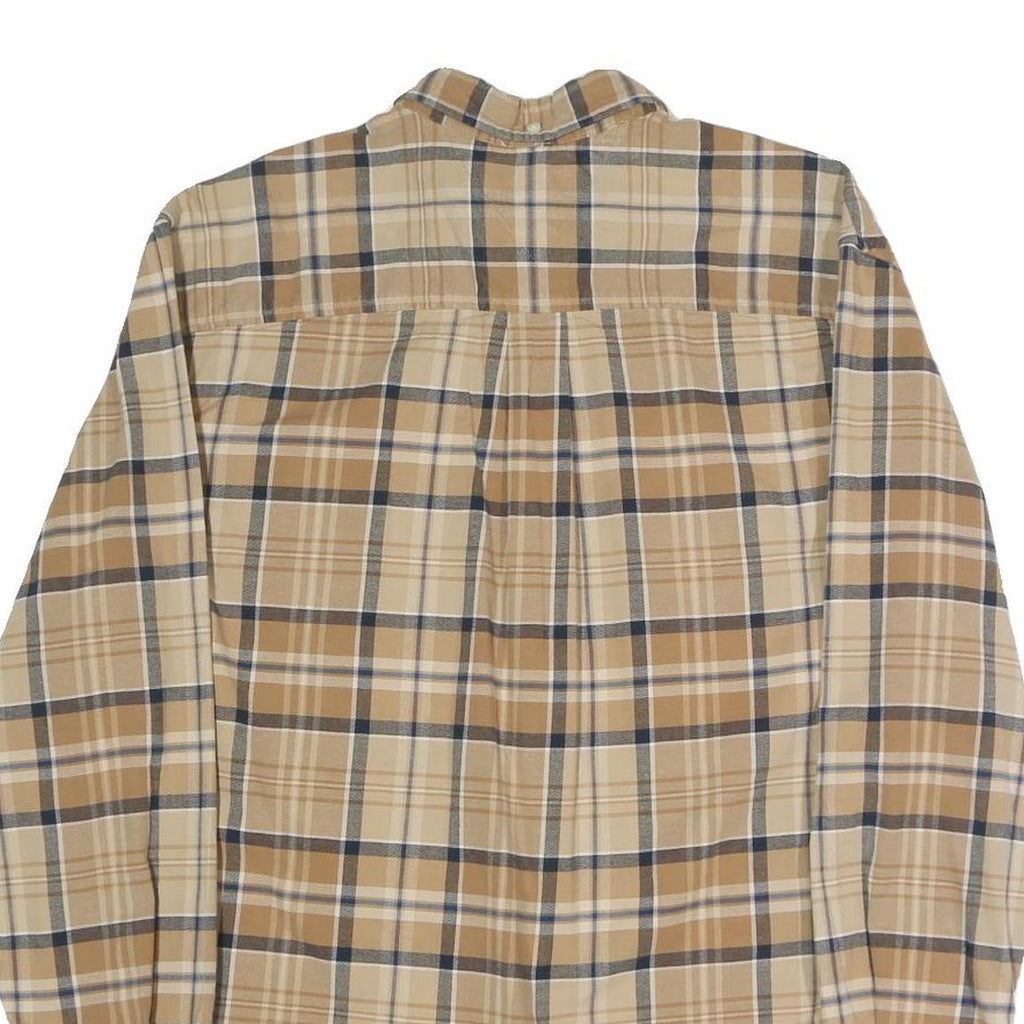 TOMMY HILFIGER Mens Beige & Brown Checked Shirt M Long Sleeve Cotton Blend
