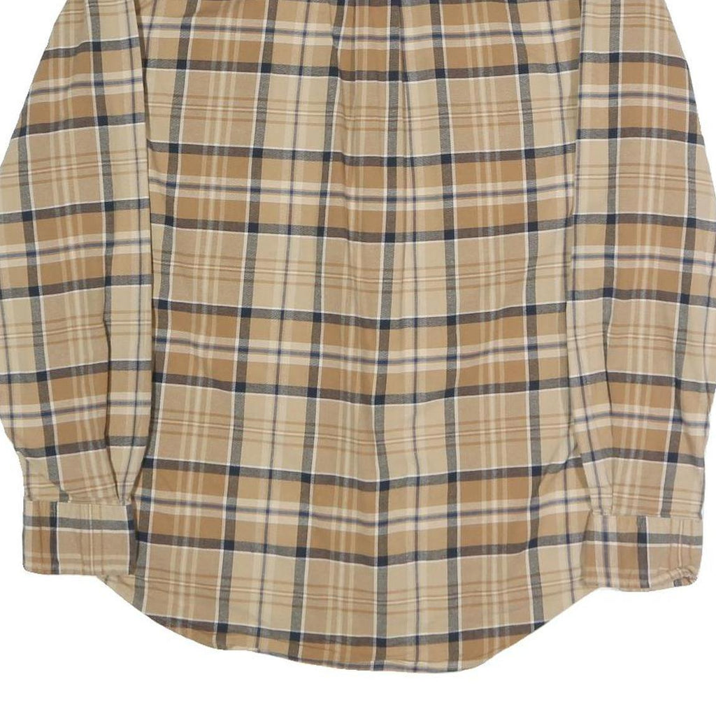TOMMY HILFIGER Mens Beige & Brown Checked Shirt M Long Sleeve Cotton Blend