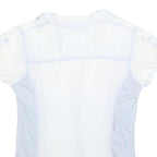 GUESS Womens White & Light Blue Shirt L Cotton Blend Summer Casual