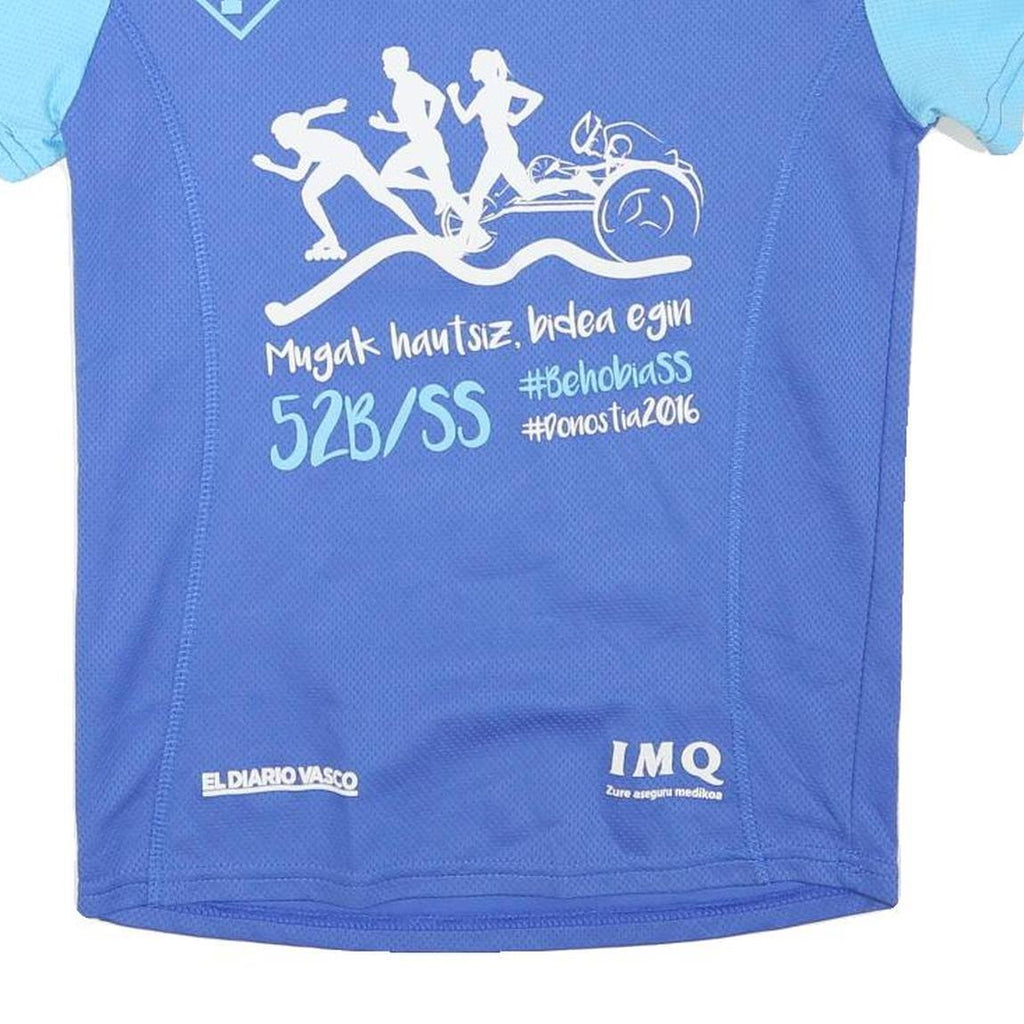 ADIDAS Womens Blue & Light Blue Graphic T-Shirt S Short Sleeve V-Neck Sports