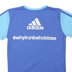 ADIDAS Womens Blue & Light Blue Graphic T-Shirt S Short Sleeve V-Neck Sports