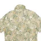 ANNA AND FRANK Womens Green Beige Floral Blouse Short Sleeve Collared M Silk