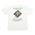 ONEITA Mens White Ski The Legend Graphic T-Shirt L Short Sleeve Crew Neck Casual