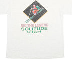 ONEITA Mens White Ski The Legend Graphic T-Shirt L Short Sleeve Crew Neck Casual