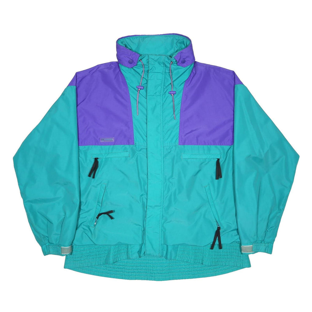 COLUMBIA Mens Teal & Purple Outdoor Jacket XL Nylon Plain Zip Waterproof