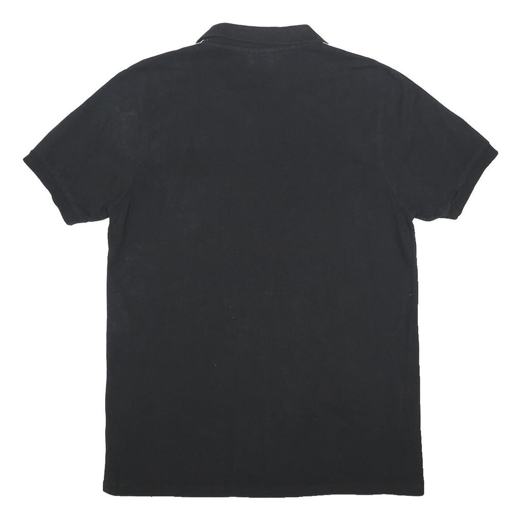 FILA Mens Black & White Logo Tape Short Sleeve Cotton Polo Shirt L